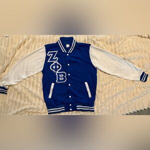 Zeta Sorority Blue and White Varsity Jacket